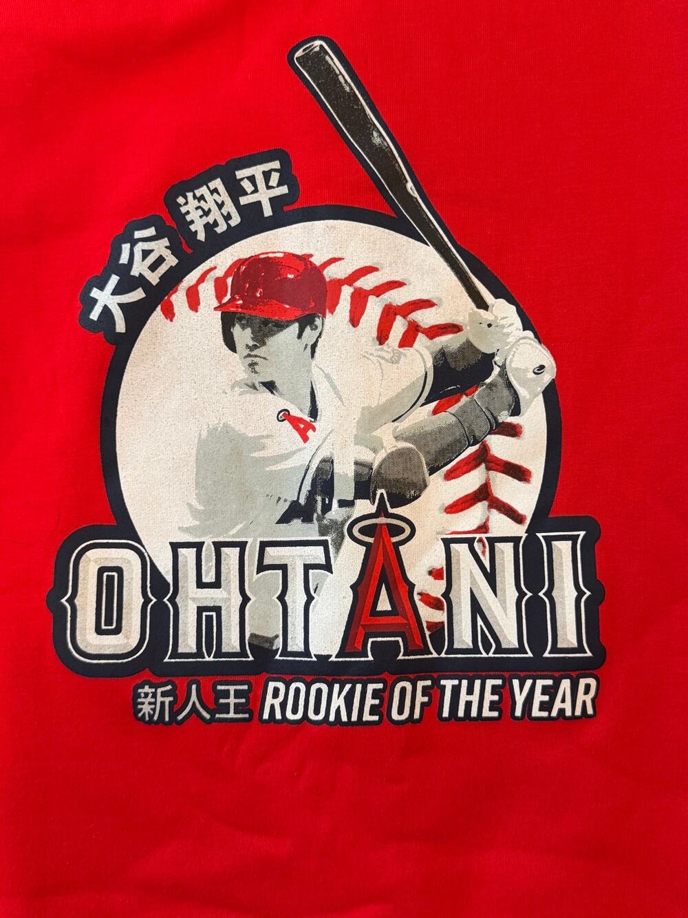 Shohei Ohtani Rookie of the Year Sweatshirt XL Red Angels Pechanga MLB Crewneck